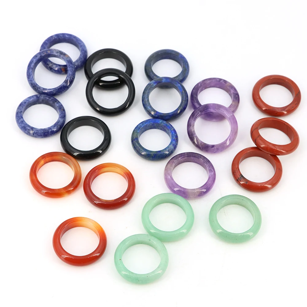 1pcs Natural Stone Crystal Men Band Rings Healing Pink Quartz Agates Jasper Finger Ring Women for Earring Pendant Jewelry Making