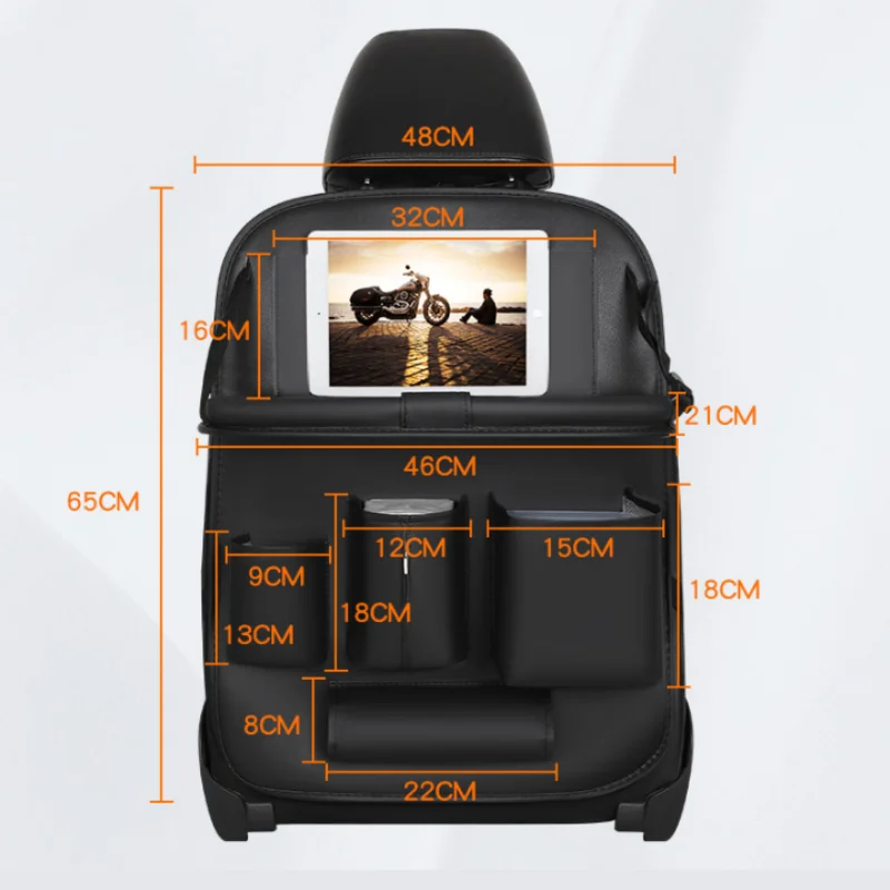 ISURE MARINE Car Back Storage Bag Leather Multi functional Storage Box Car Seat Back Hanging Bag Tray