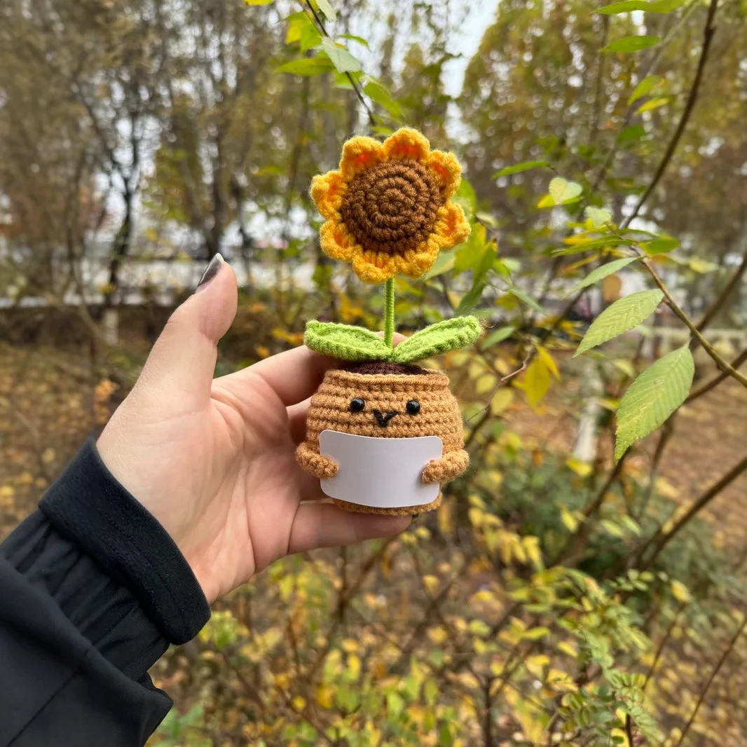 Cross border New Sunflower Hook Weaving Creative Cartoon Doll Weaving Pottery Ornament Hook Weaving Office Desktop