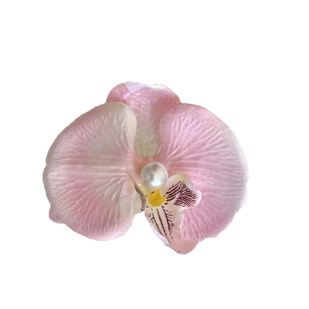 

Headdress Sweet Orchid Flower Hairpin Thai Style Pearl Butterfly Orchid Hair Clip Cloth Bohemian Style Women Side Clip Holiday