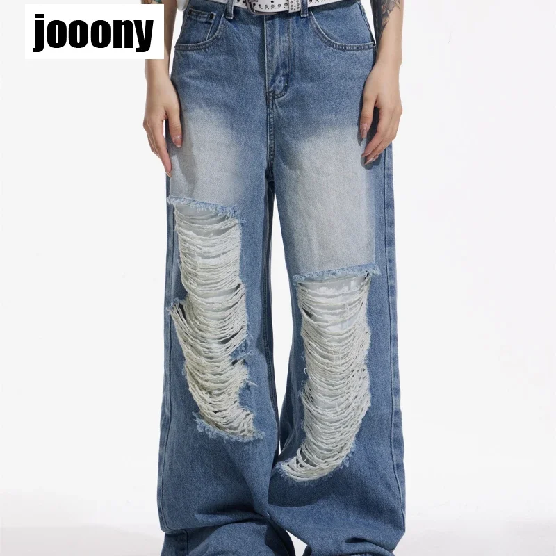 رجل فضفاض ممزق البضائع الجينز خمر 90s التصميم الجمالي الشعور المتقدم سراويل جينز Harajuku كاوبوي السراويل الملابس الكورية #2
