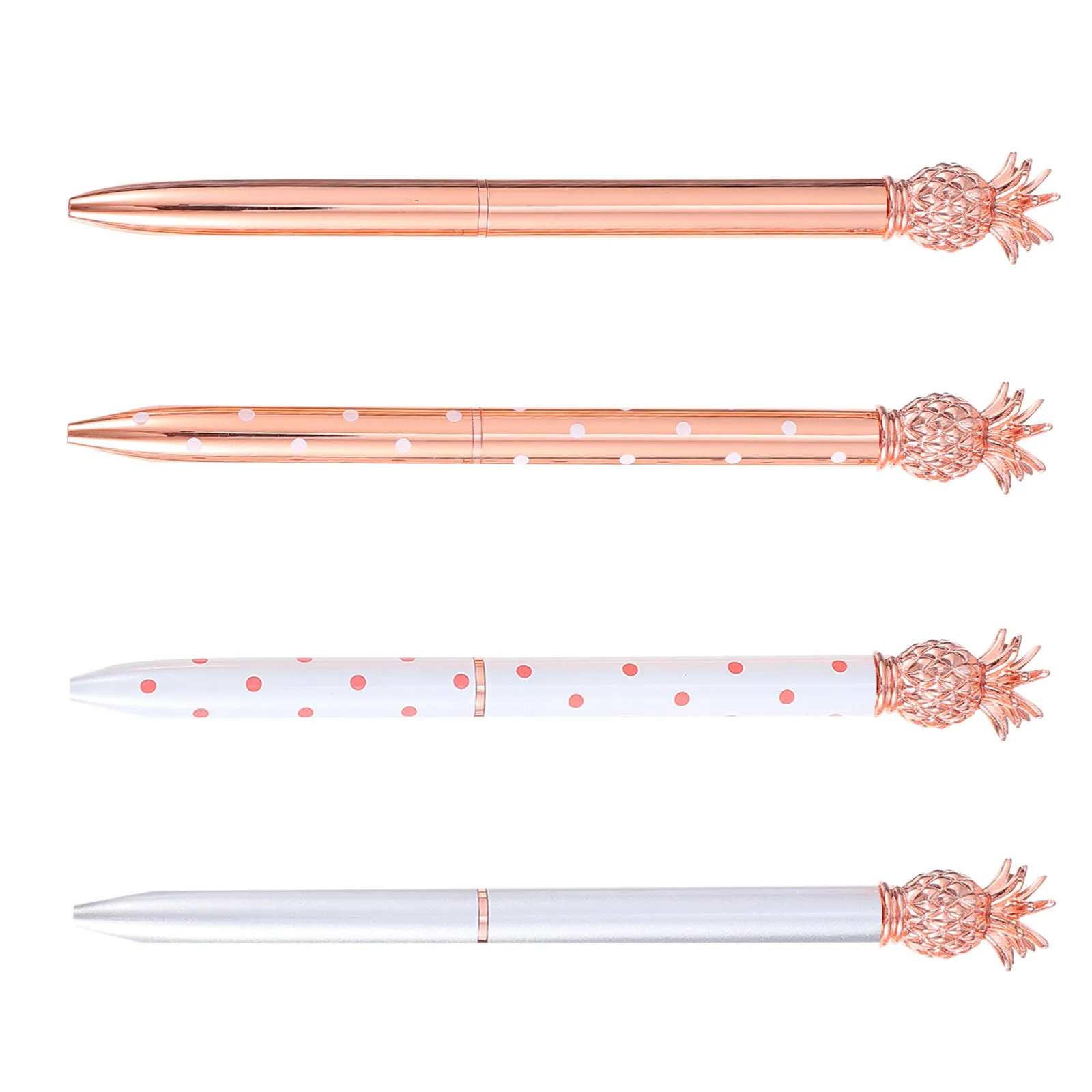 

4 шт., металлические шариковые ручки, дизайн в виде ананаса, креативная ручка для плавного письма, портативные канцелярские принадлежности для студентов, офиса, школы