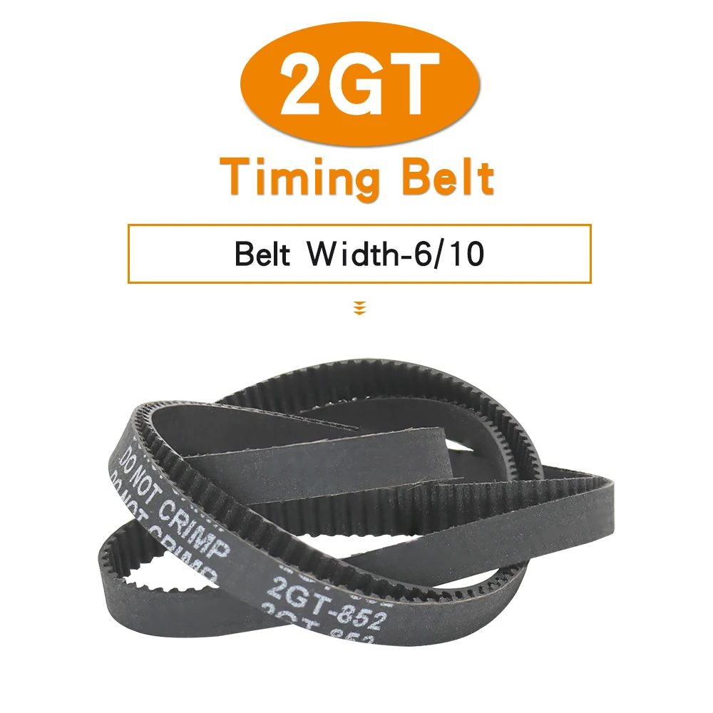 Toothed Belt 2GT-696/740/752/760/784/810/840/848/852/860 Closed Loop Transmission Belt Width 6/10 mm For 3D Printer Parts
