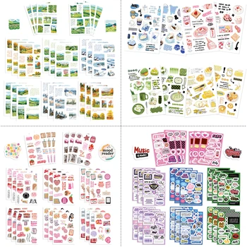 INS 계절 케이크 스타일 장식 그래피티 스티커, DIY 라벨 데칼, 가정 책 벽 전화 수하물, 4 가지 유형, 8 매 