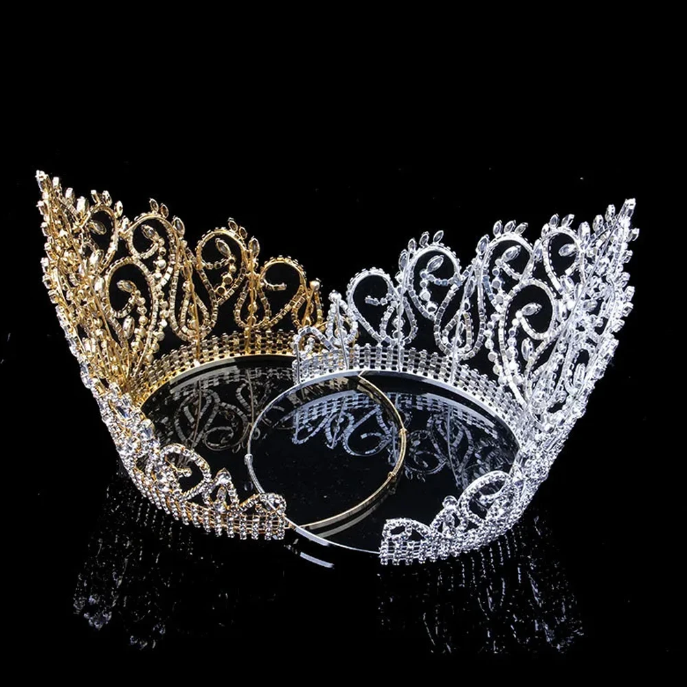 Fashion Wedding Hair Accessories Bridal Wholesale Huge Vintage Leaf Big Rhinestone Romantic Crown Tiaras Party Decoration