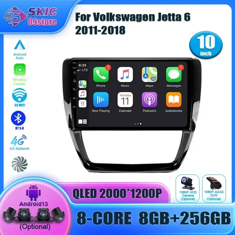 

For Volkswagen Jetta 6 2011-2018 Android 13 Car Radio Multimedia Player Navigation Android Auto radio CarPlay Stereo Screen 2DIN