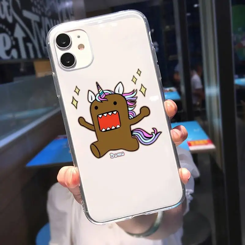 Cute Domo kun Phone Case For iPhone 11 12 Mini 13 14 Pro XS Max X 8 7 6s Plus 5 SE XR Transparent Shell