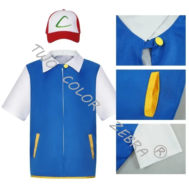Männer Anime Trainer Cosplay Kostüm Jungen Ash Ketchum Erwachsene für Mädchen Halloween Frauen Disfraz Party Cosplay Costume