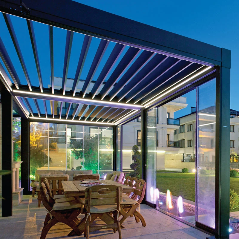 Aluminum Pergola,Motorized Waterproof,Adjustable Canopy,LED Aluminum Frame,Patio Gazebo,Custom Backyard Garden Outdoor Shelter