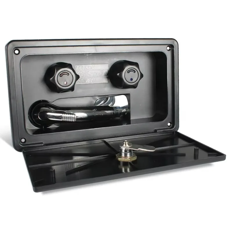 RV Exterior Shower Box Kit with Stainless Steel Shower Head & Hose, Marine Grade Outdoor Shower for Camper Trailer Boat