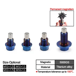 Magnetismo permanente riutilizzabile 5000 Gs Lega di titanio Tappo di scarico olio magnetico Dado coppa olio M12x1.25 M12x1.5 M12x1.75 M14x1.5