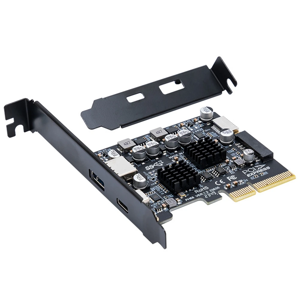 N86R USB PCIE Card Type C Adapter Card PCI-Express 4X to USB 3.2 Gen 20Gbps 20GB Driver-Free for Win
