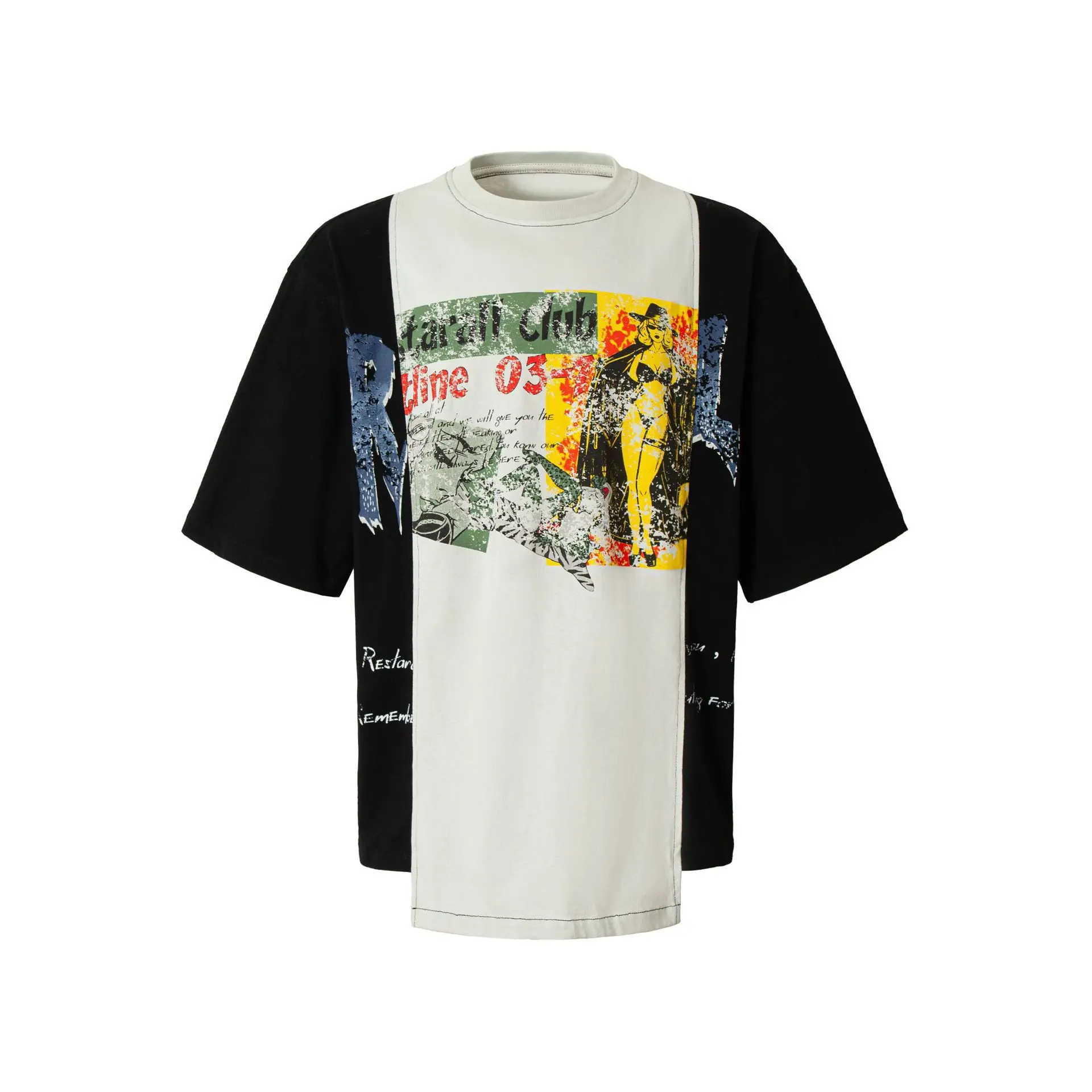 

Men's High Street Oversized Hip Hop T Shirt Fashion Streetwear Printed Y2K Tees Patched Summer Short Sleeve Tops Patchwork