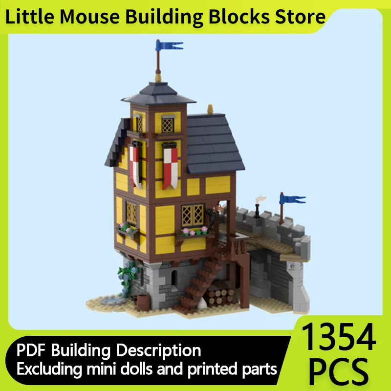 

Medieval Castle Model MOC Building Bricks Street View House Modular Technology Gifts Holiday Assemble Children Toys Suit