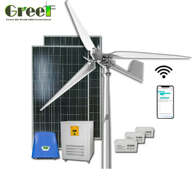 5kw roof inverter and controller pitch control wind turbine with off grid/on grid system