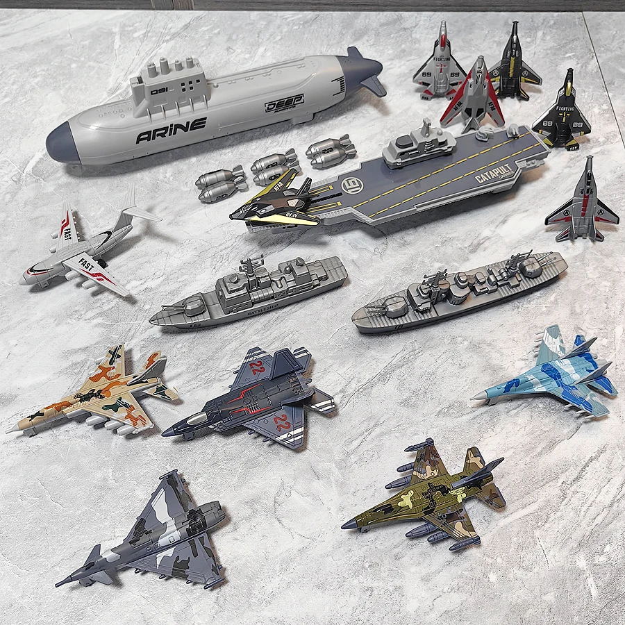 

Children's aircraft carrier launcher+6 can launch fighter jets, 6 alloy planes, boys' social interactive toys