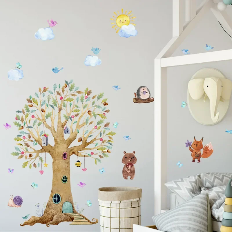 Large DIY Cartoon Forest Jungle Animals Wall Stickers for Children's Bedroom, Living Room Decoration Decals, Home Decor