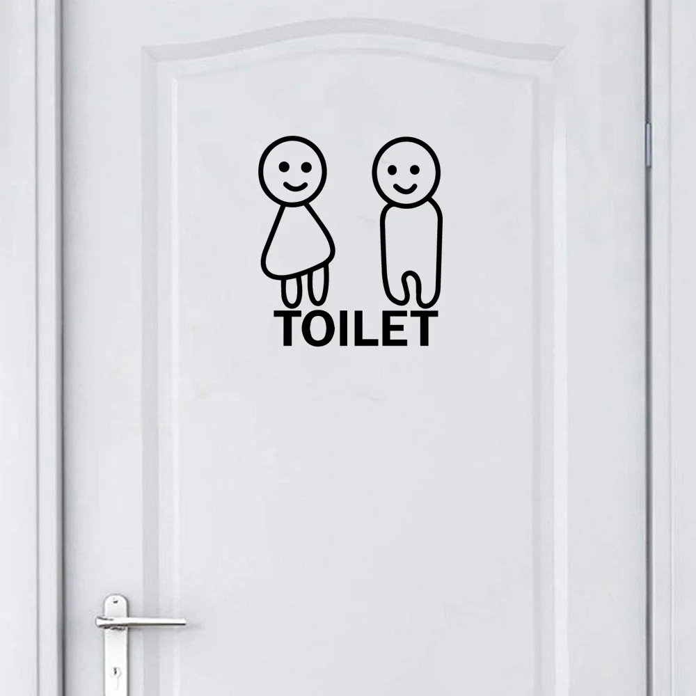 1pc Toilet label sticker Cartoon WC wall decoration Vinyl Mural Decal Home Decor Self adhesive DIY Wall Sticker