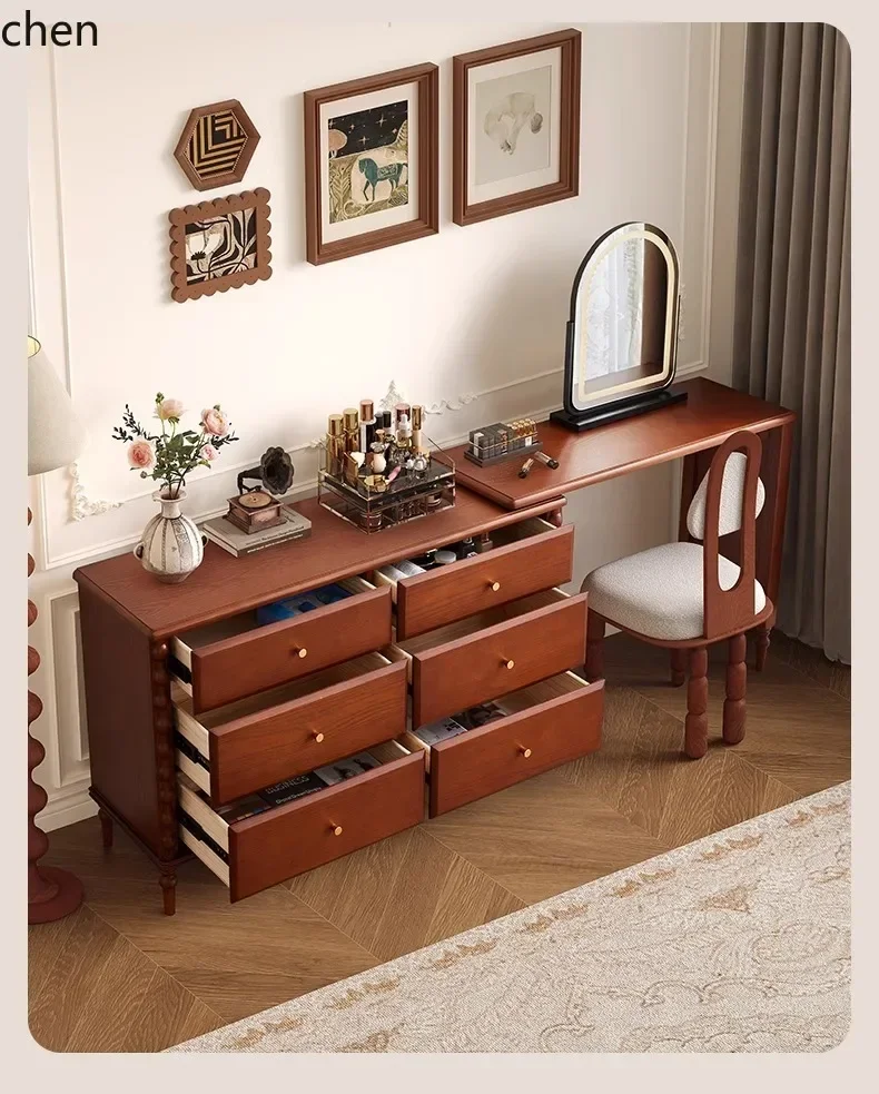 ZMLVintage Vanity Makeup Table Corner Vanity Cabinet Integrated Solid Wood