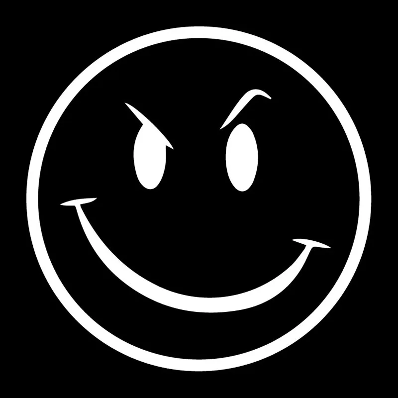Z1078# Die-Cut Vinyl Decal For Evil Smiley Face Car Sticker Waterproof Auto Decors on Car Body Bumper Rear Window Laptop