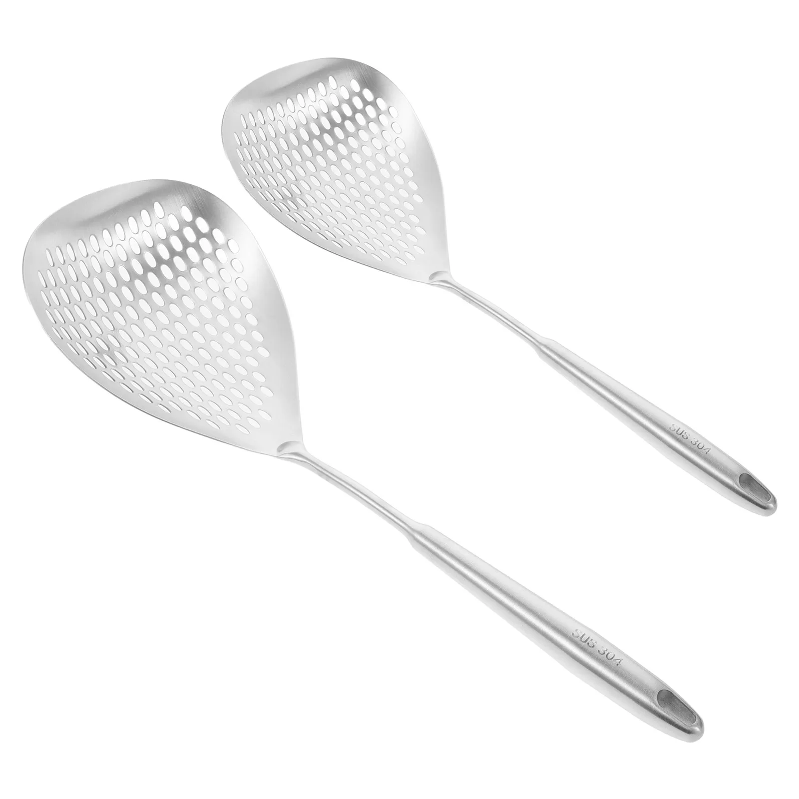

2pcs Stainless Steel Colander Spoon Kitchen Strainer Mesh Skimming Ladle Fired Food Filter Spoon Wall Hanging Design Large