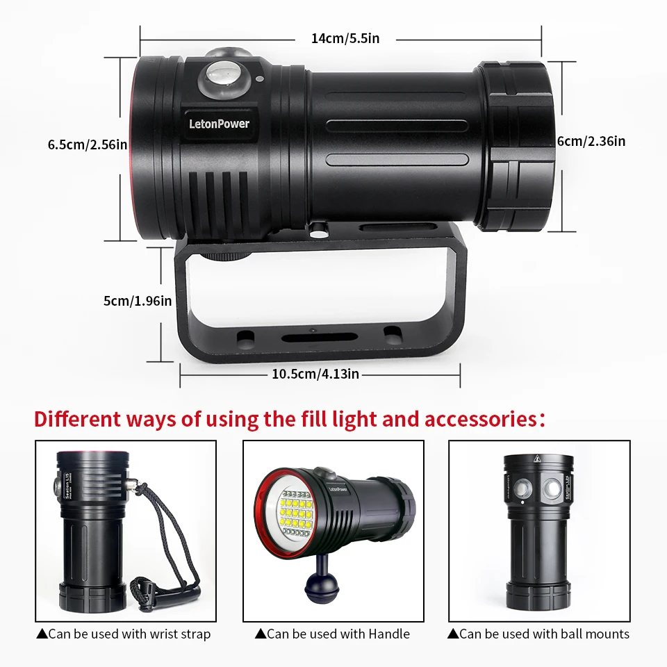 Professional Underwater 27 LED Photography Light Highlight Lamp 22800Lumens Diving Flashlight 100M Waterproof Video Camera torch