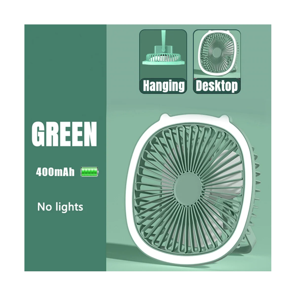 Mini ventilador de escritorio recargable por USB, portátil, para acampar al aire libre, plegable, pequeño, Verano