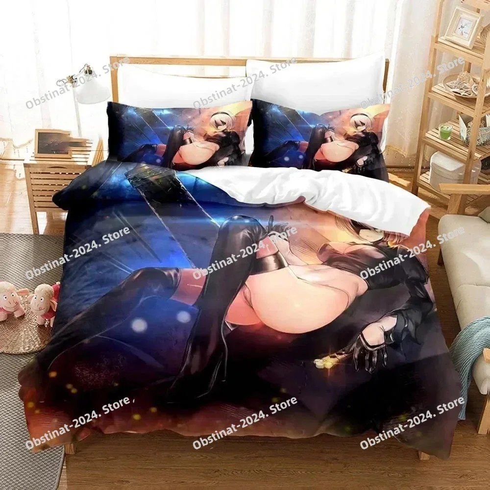 3D Game NieR Automata YoRHa No.2 Type B 2B Bedding Set Printed single Comforter Duvet Cover Pillow Case 3 Pieces Kids Adult Size