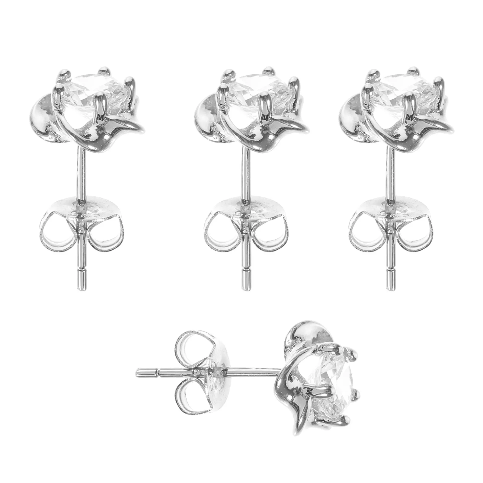4Pcs Simple Silver Ear Studs Women Studded Earrings Minimalist Design All Match Daily Wear Gift for Friends Family Colleagues