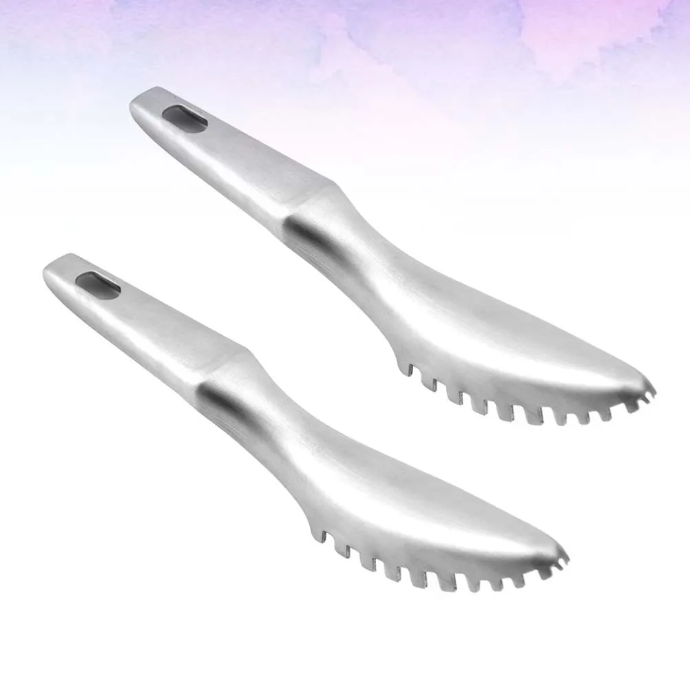 

2Pcs Fish Scale Remover Stainless Steel Ergonomic Handle Kitchen Gadget for Safe Fast Scaling Household and Restaurant Use Fish
