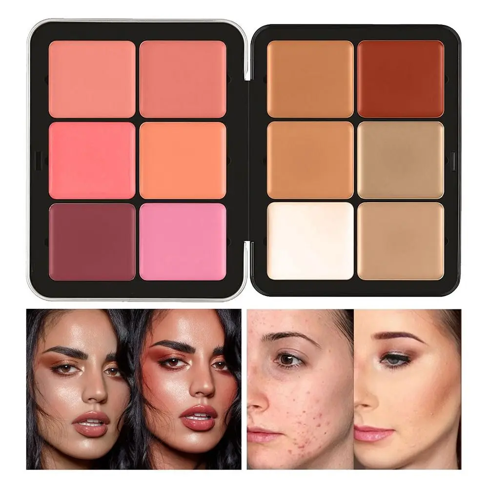 Cream Face Contour Palette Maquiagem Face Pigment Cheek Tint Peach Blush Powder Creamy Blush Palette Matte Blusher Cream