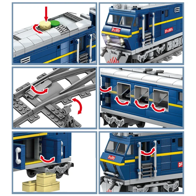 KNEW BUILT Raketen-Bausteinspielzeug für technischen Zug – elektrisches U-Bahn-Fahrzeug, Lichter, Schiene im Lieferumfang enthalten, dekorative Geschenke für Jungen – Detail 8