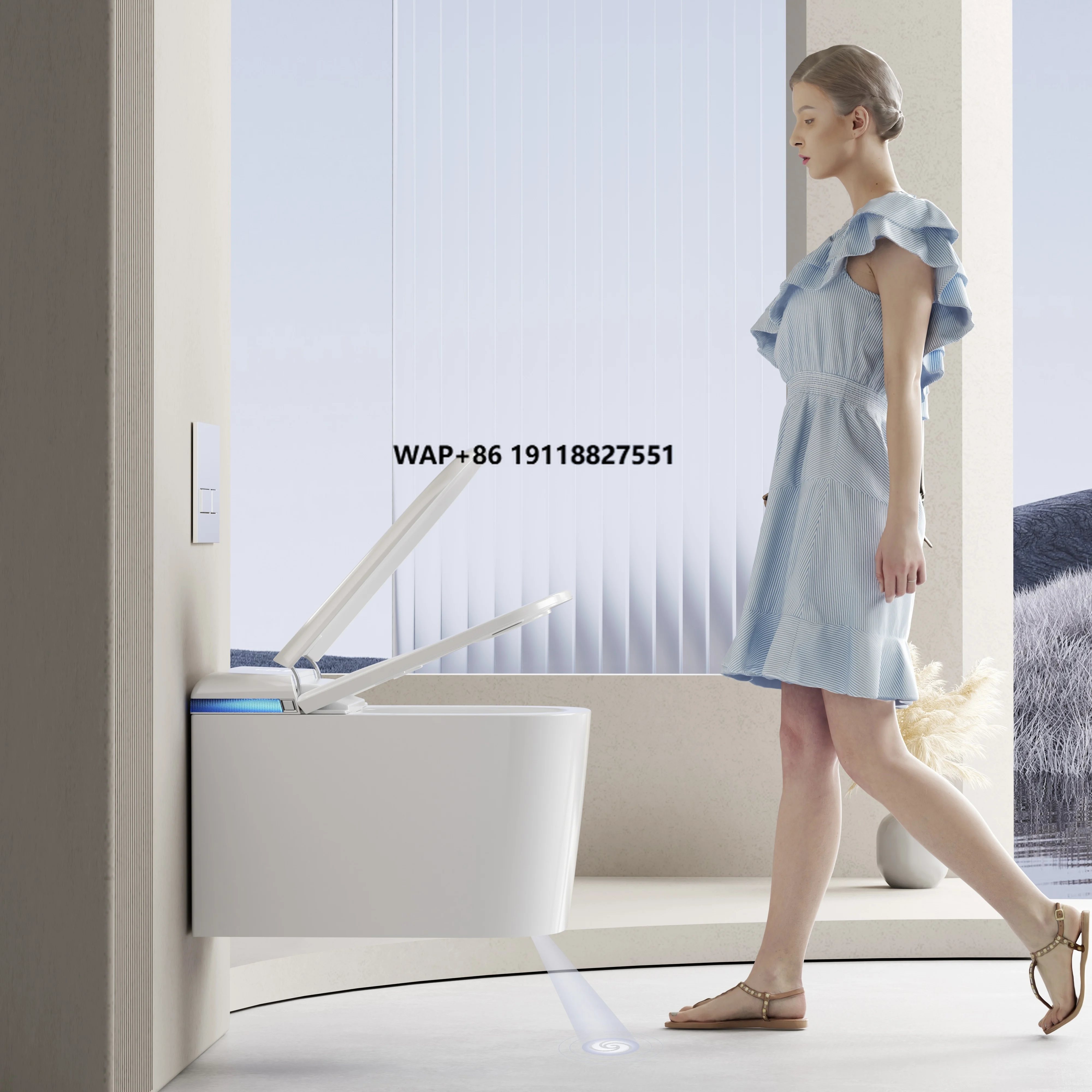 

GOSE Y3 Wholesale Europe Bathroom IPX4 Waterproof LED Display Instant Heating One-piece Hanging Smart Toilet with Concealed Tank