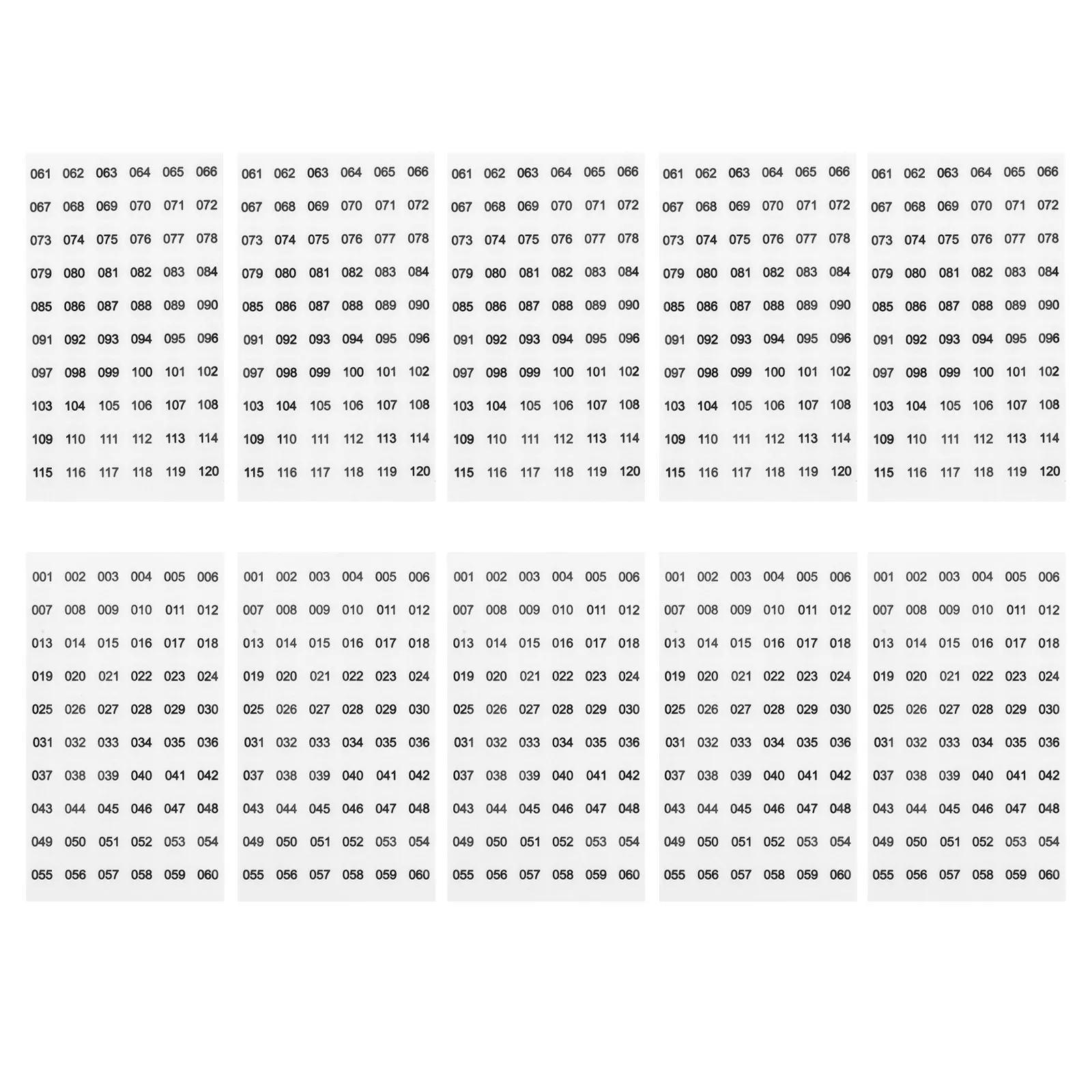 

10 листов наклеек с маленькими номерами (001-120) для организации коллекции лаков для ногтей, инструментов для маникюра и учета запасов