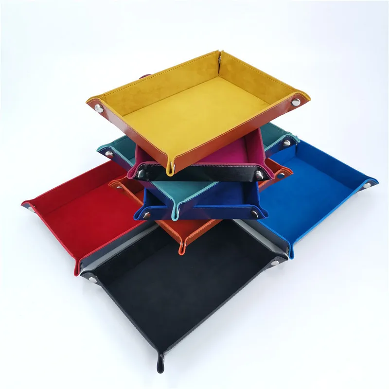 Rolling folding square dice game storage tray felt storage tray double-sided party supplies thickened office supplies storage to