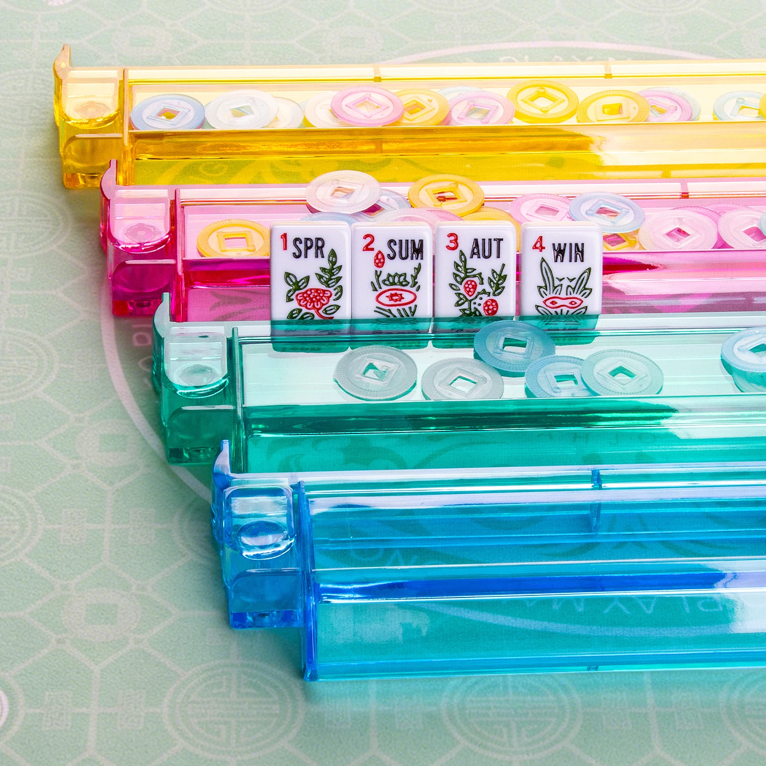 Picture 4: Mahjong Racks with Pushers, Mahjong Racks with Pushers Set of 4, PC Material, Modern American Tile Racks, for 1.2-inch Mahjong