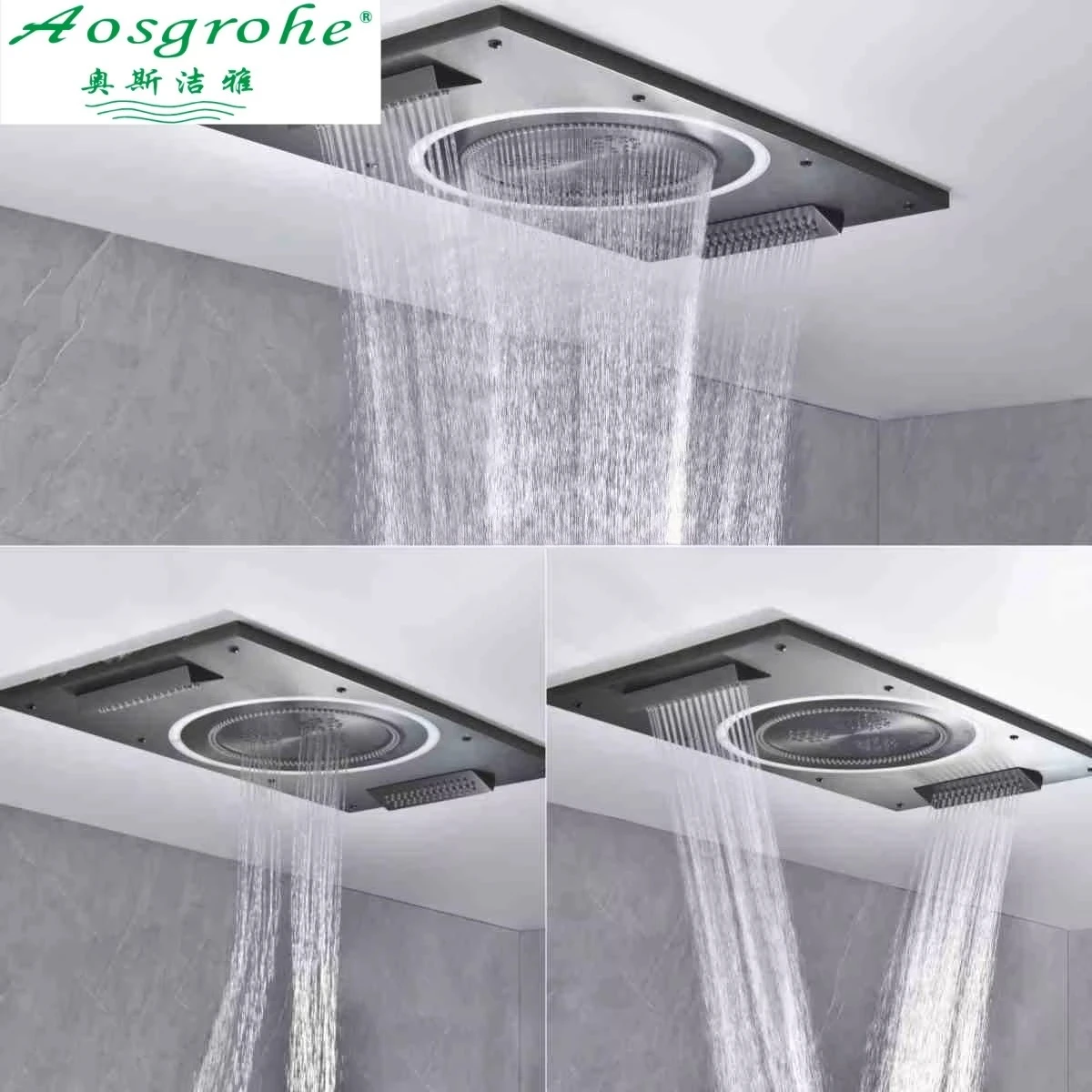 800X450X19mm SUS304 Ceiling Shower with LED  Three Function Dance Rainrain Curtain,waterfall