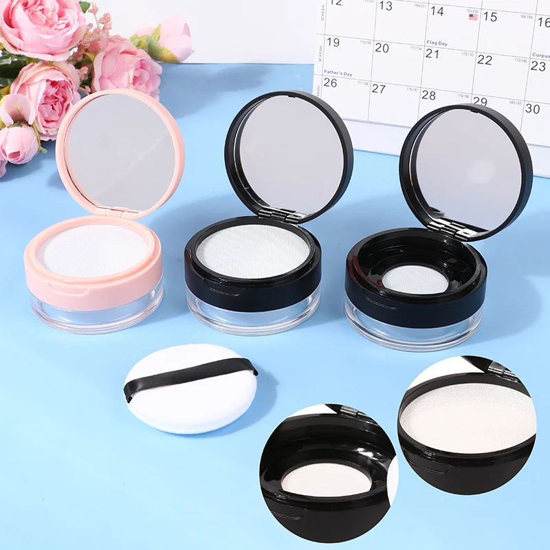 20 جرام مستحضرات التجميل نفخة شبكة مطاطية علبة بودرة سائبة مع مرآة المحمولة إعداد مسحوق موزع علبة فارغة ماكياج الملحقات