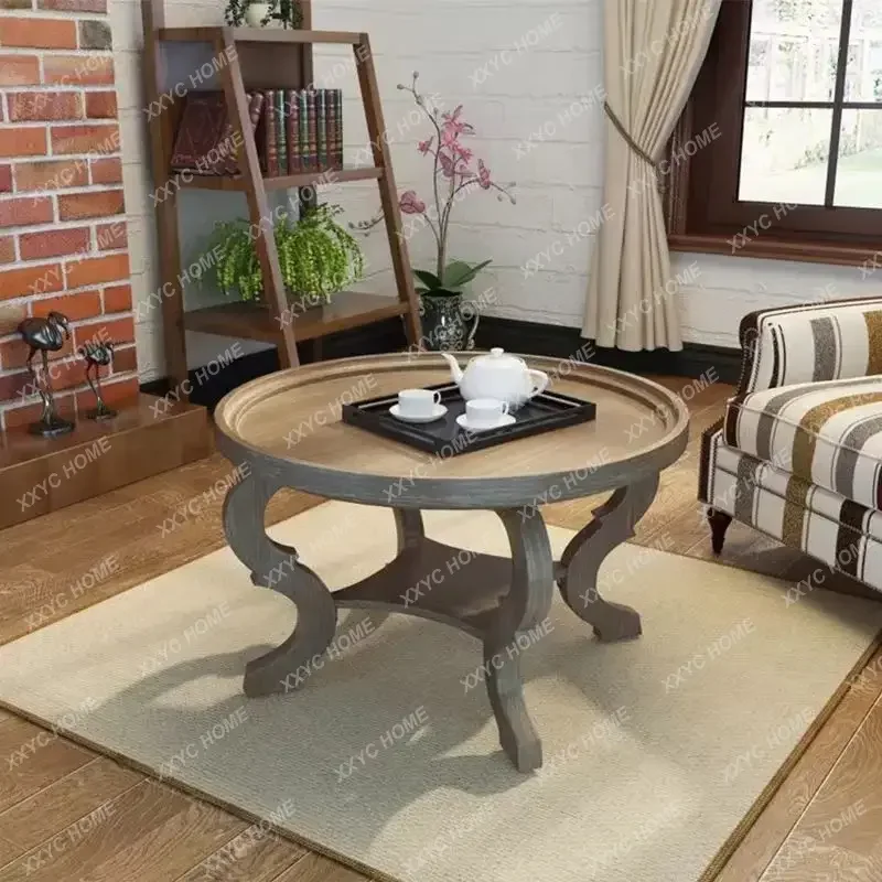 

rural solid wood coffee table small apartment simple corner table old retro