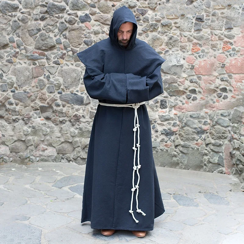 Renaissance Cosplay Mönchskutte Geistlichen-Schulterkleidung Brüderliche Religiöse Heiligen-Kostüm Herren Priester-Kappe Halloween-Party Übergrößen-Robe – Detail 3