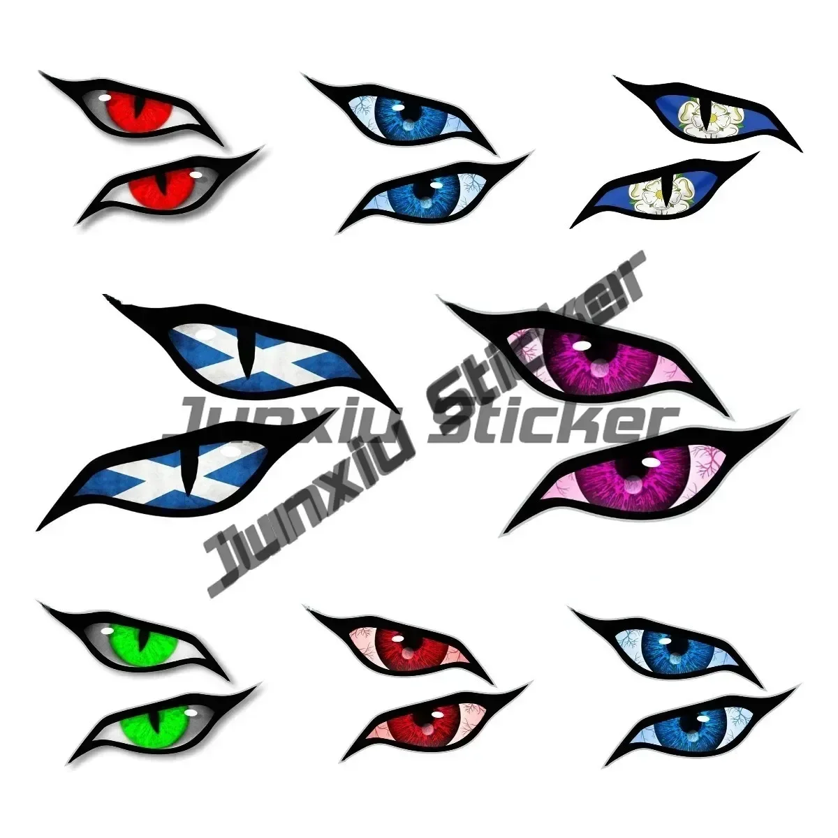 

A Pair Creative Evil Eye Decal Red/Yellow Eyes Zombie Series PVC Sticker Cover Scratches Decoration Waterproof Outdoor Decor