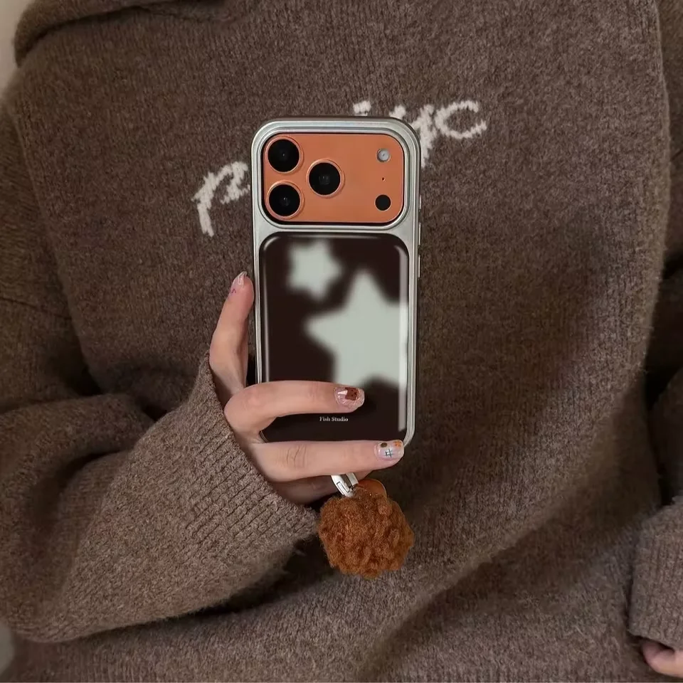 Ins Trendy Blue Stars Brown Shockproof Fashion Phone Case for iPhone 17 16 15 14 13 12 11 PRO MAX PLUS 17air 16e Drop Glue Cover