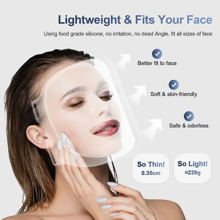 Foreverlily Face Neck Silicone LED Mask 7 Colors LED Light Photon Therapy 3D Flexible Facial Beauty Mask Skin Brighten Skin Care