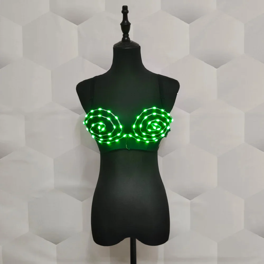 New RGB Ds Costumes Nightclub Bar Led Bra Clothes Lighting-up Stage Dance Sexy Bra DJ Bar Singer Dresses