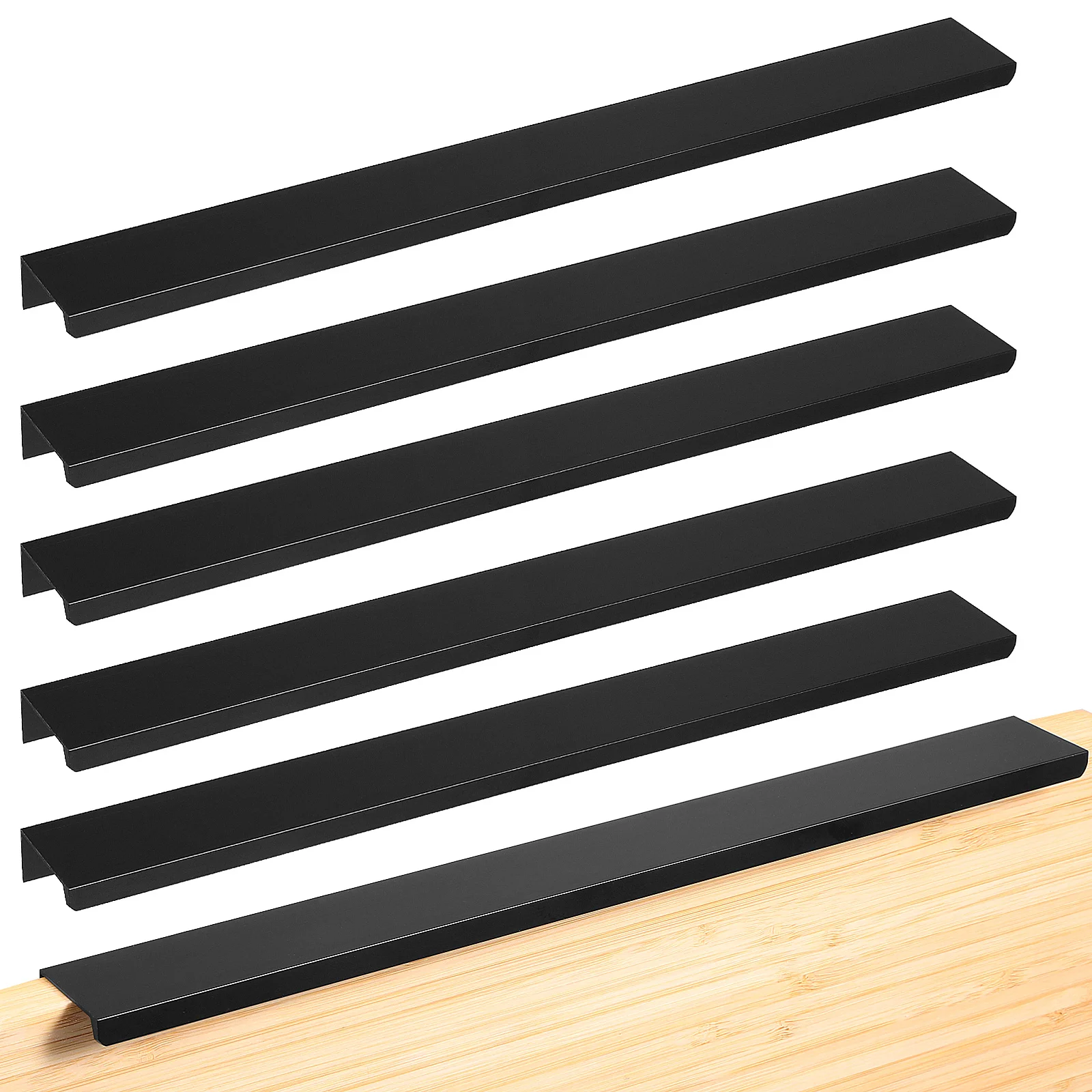 6 قطعة حافة إصبع جبل يسحب مقبض خزانة مخفي تصميم سميك زوايا مستديرة لخزائن أدراج الأثاث #6