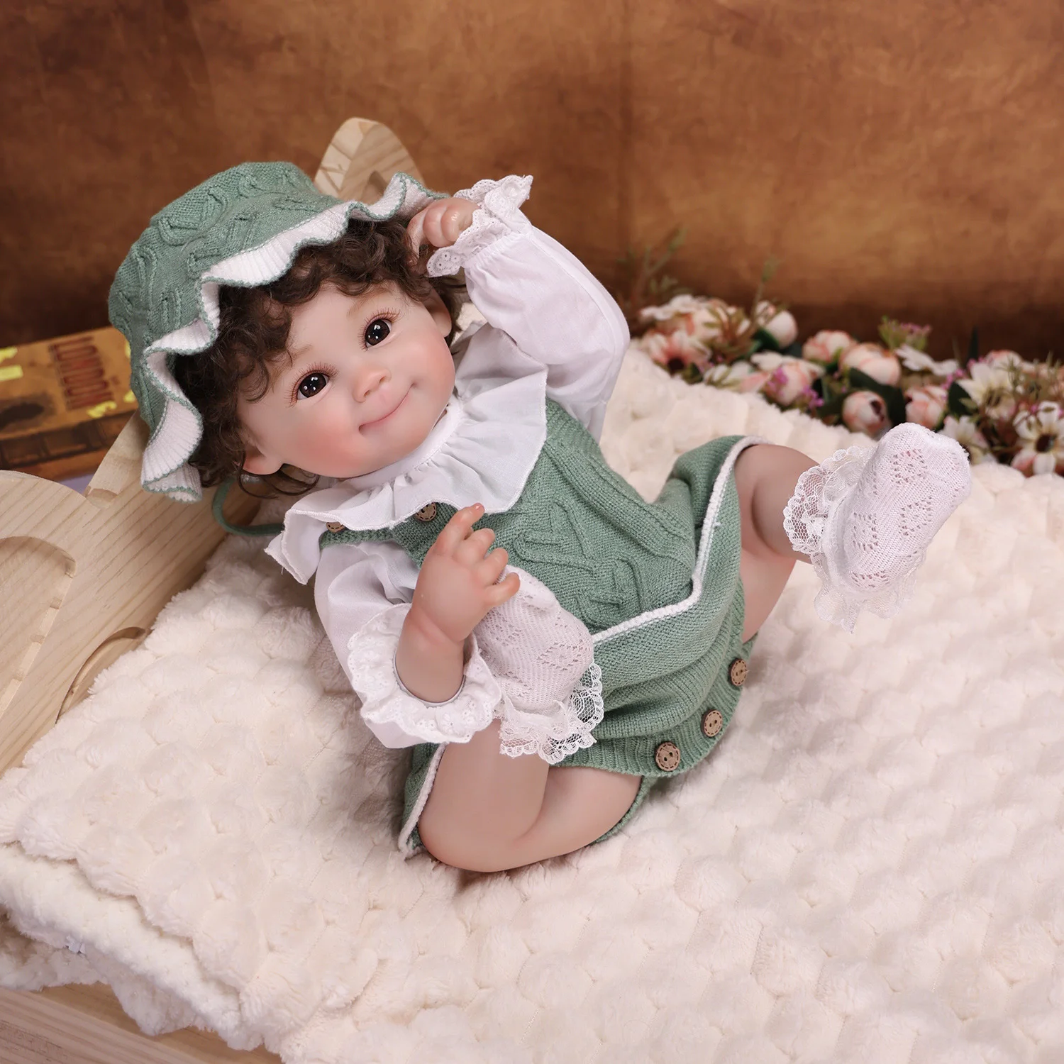 KEIUMI 20 Inch Full Silicone Vinyl 50CM Bebe Reborn Doll with Hand-rooted Hair 3D Skin Visible Veins Playmates DIY Toy Girl Gift