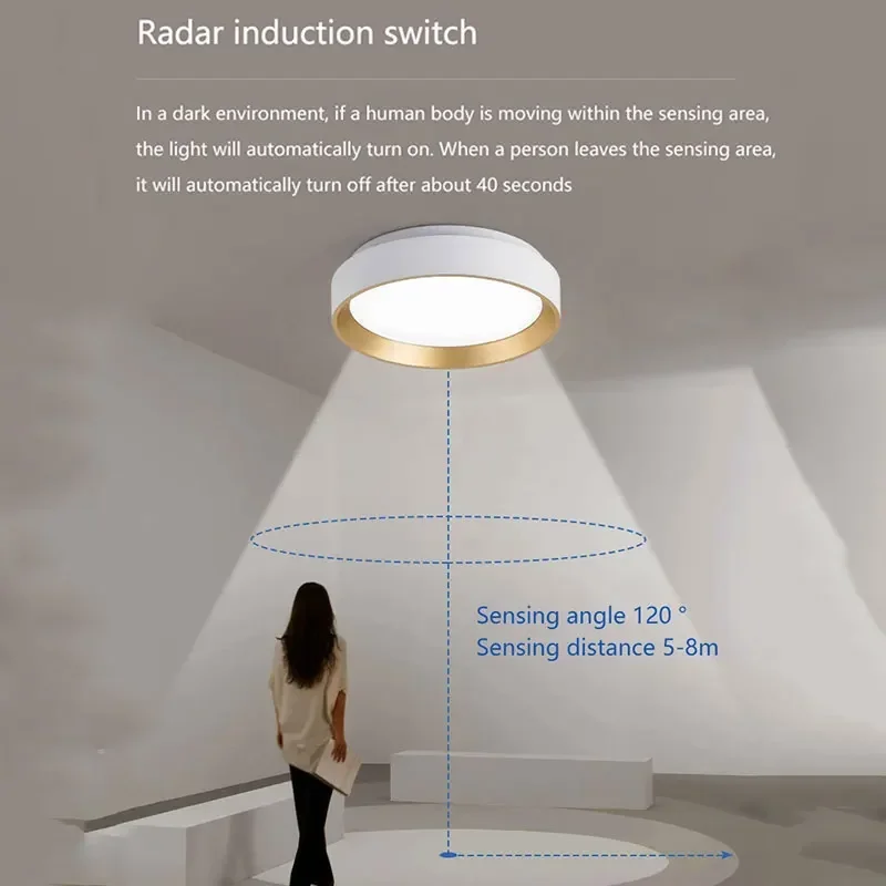 Radar Induction Corridor Ceiling Light Lamps Balcony Aisle Stair Cloakroom Toilet Entrance Hallway Led Indoor Lighting Sensing