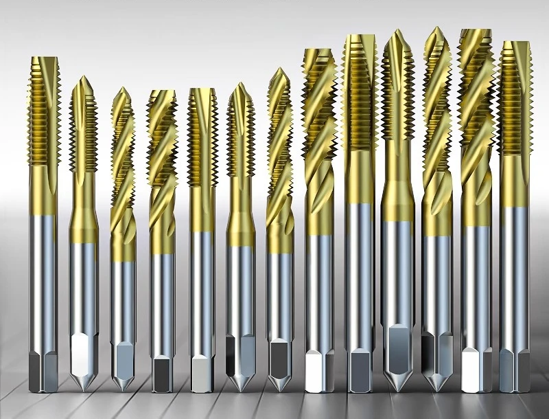 Titanium-plated tap tip, stainless steel, cobalt-containing spiral, machine-use, oversize tap thread