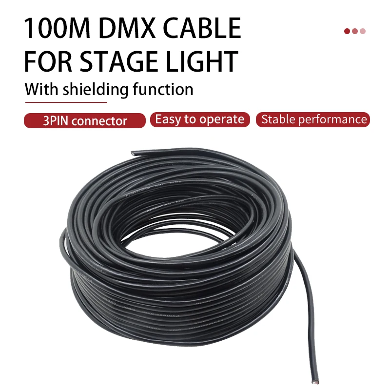 

The really 3-PIN DMX signal line 50M 100M 150M 200M 250M 300M 350M 400M 500M LED PAR stage lights dmx cable dj equipment