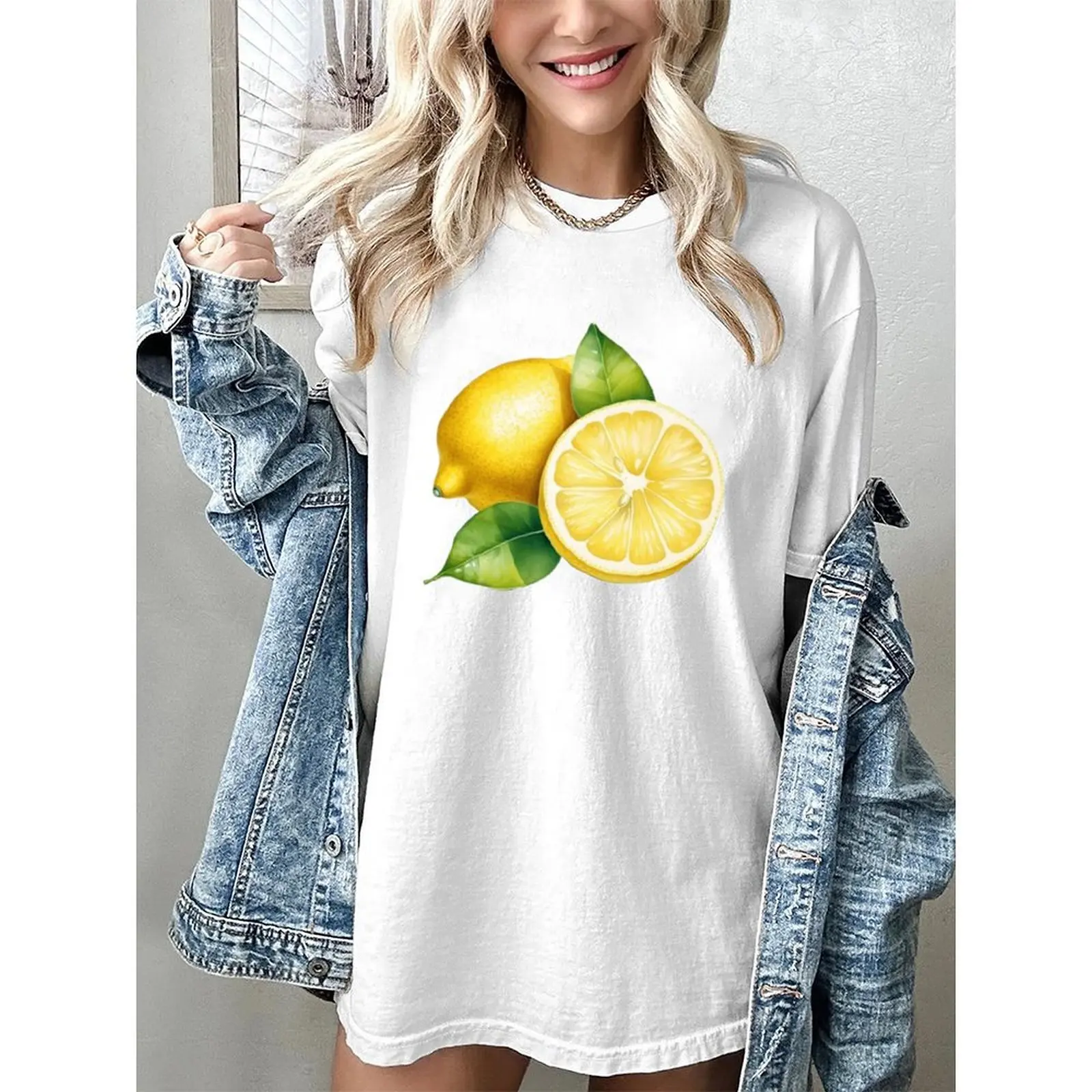 

2025 T Shirts Woman Elegant Print T-shirt Oversized Short Sleeve O Neck Casual Top For Summer Spring Fashion Women's Clothing